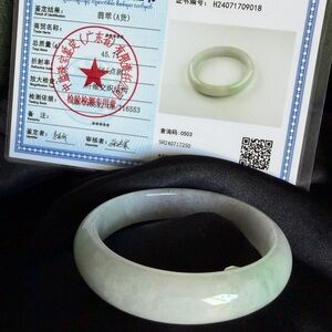 Grade A Natural Burma Jade Bangle (55mm Oval)